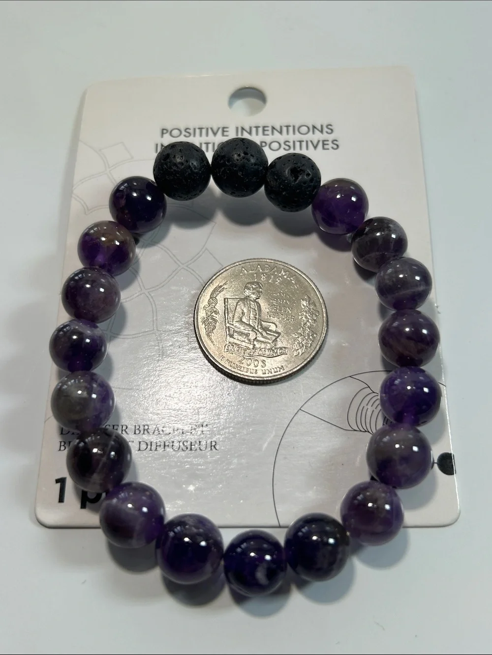 NWT Genuine Amethyst Quartz Gemstone Bead Aromatherapy Bracelet